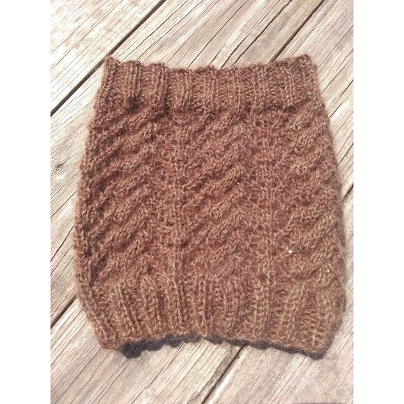 Handmade Womens Alpaca Loop Scarf Dickey Cowl Knit Neckwarmer Brown Gold Glitter - Picture 10 of 10